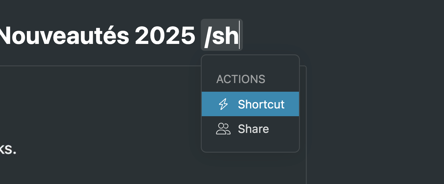 Shortcut - raccourcis Workflowy
