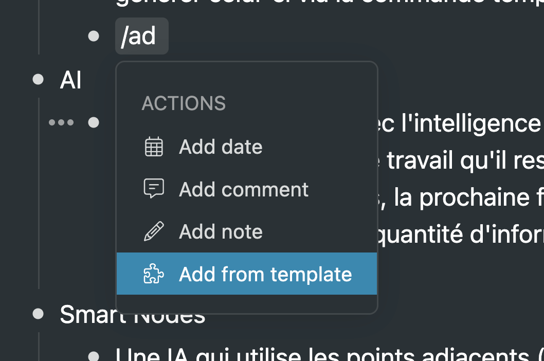 Ajouter un modèle workflowy
