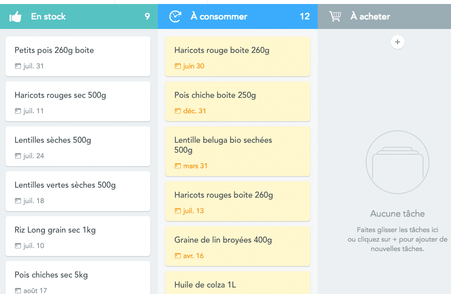 Gestion des échéances des aliments