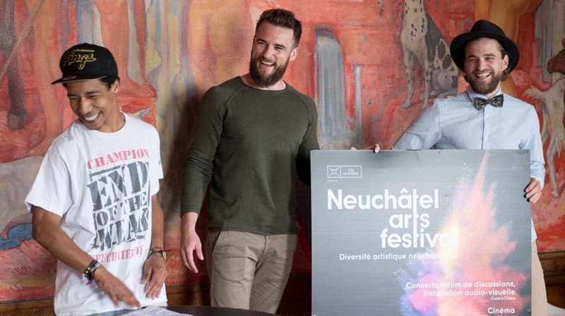 Photographie Julien Gueniat et les coorganisateurs du Neuchâtel art festival