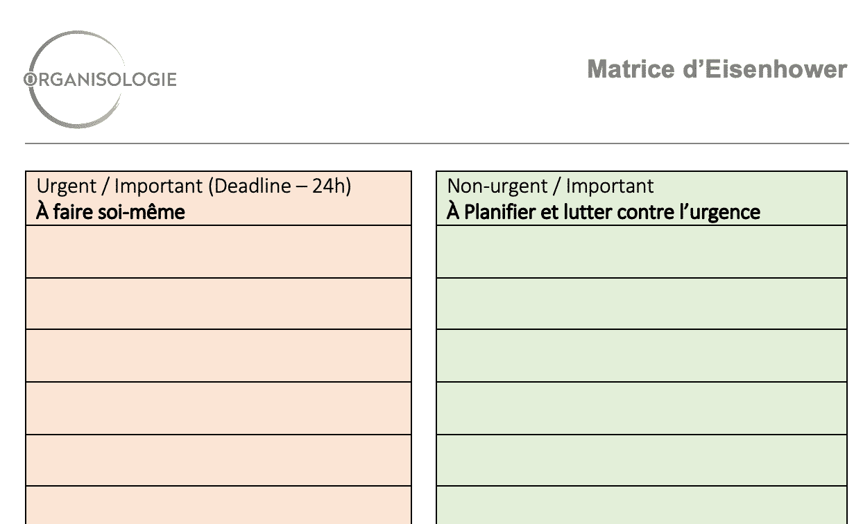 Modèle Matrice eisenhower à télécharger