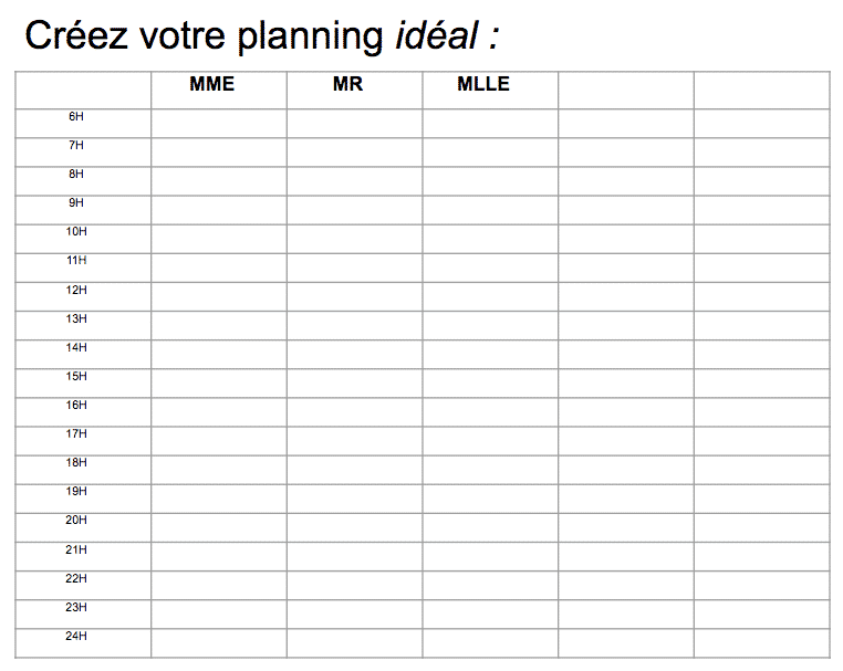 planning idéal de travail à la maison