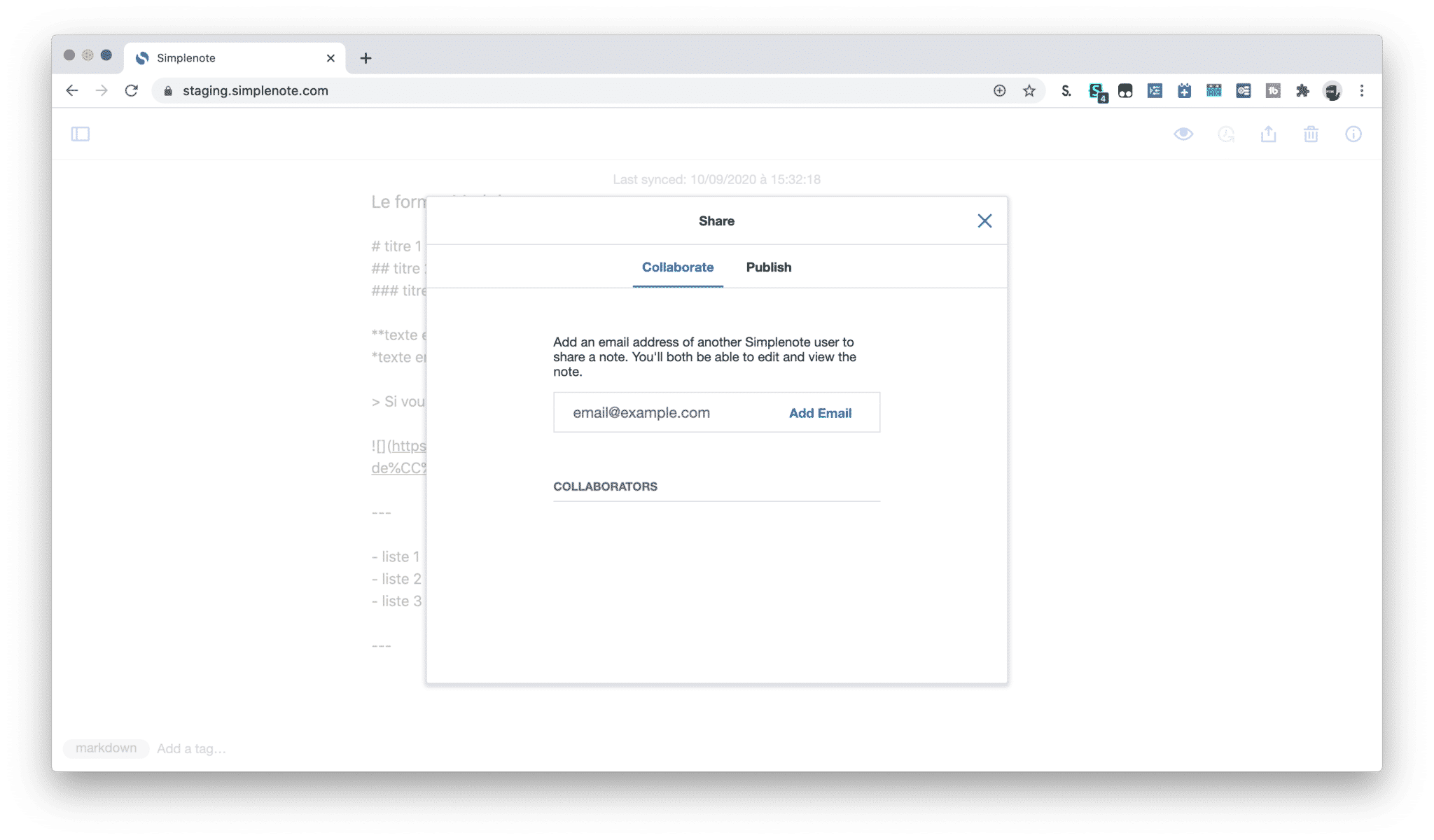 collaboration sur simplenote