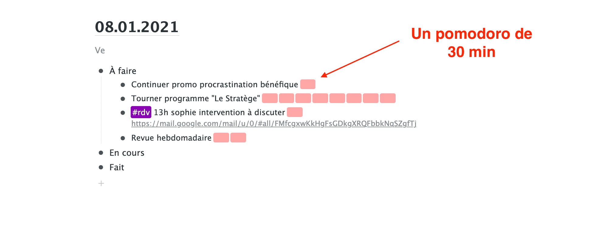 Planning pomodoro