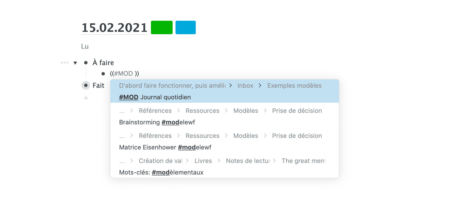 générer un template Workflowy