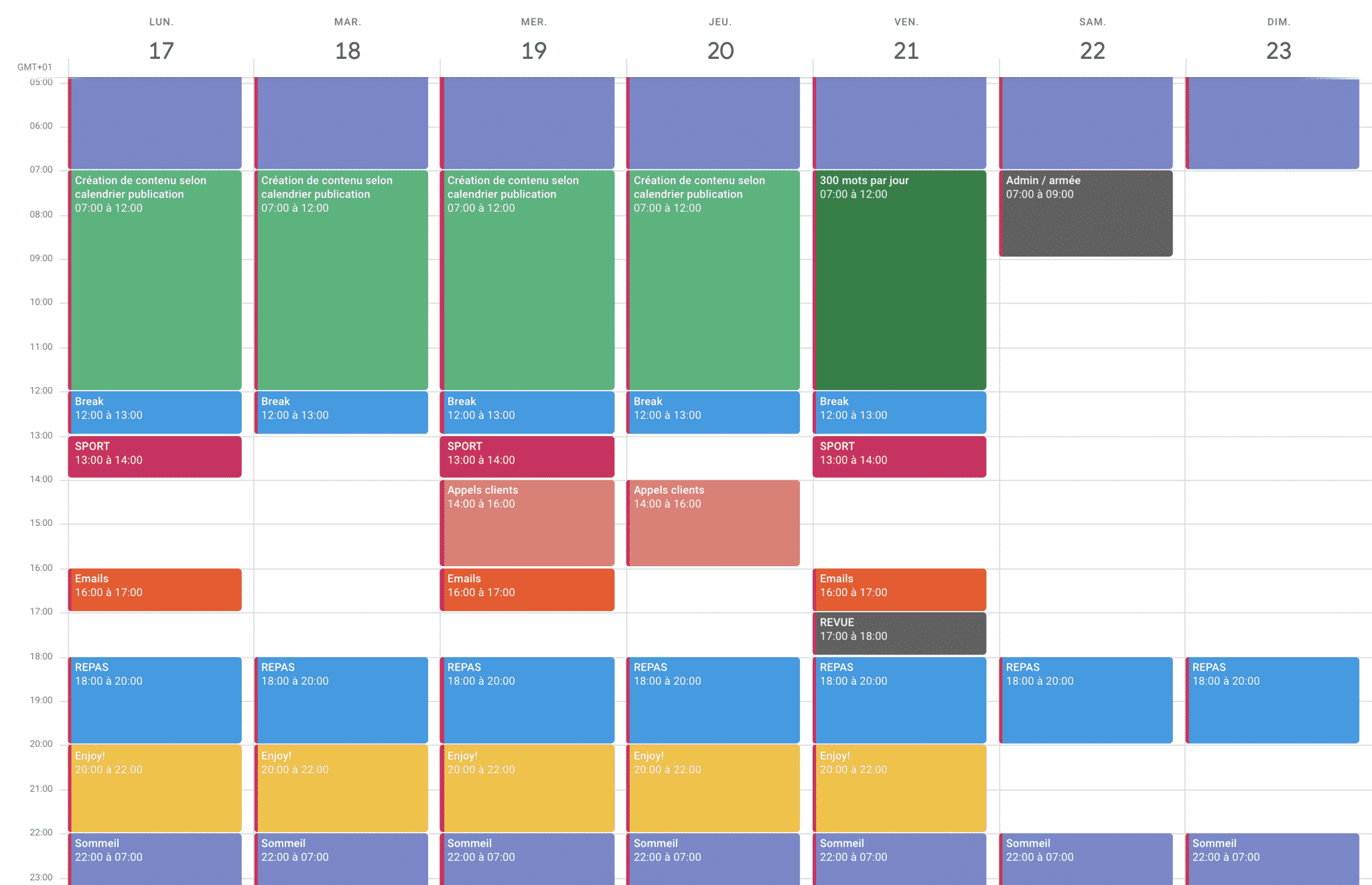 Créer un planning de travail