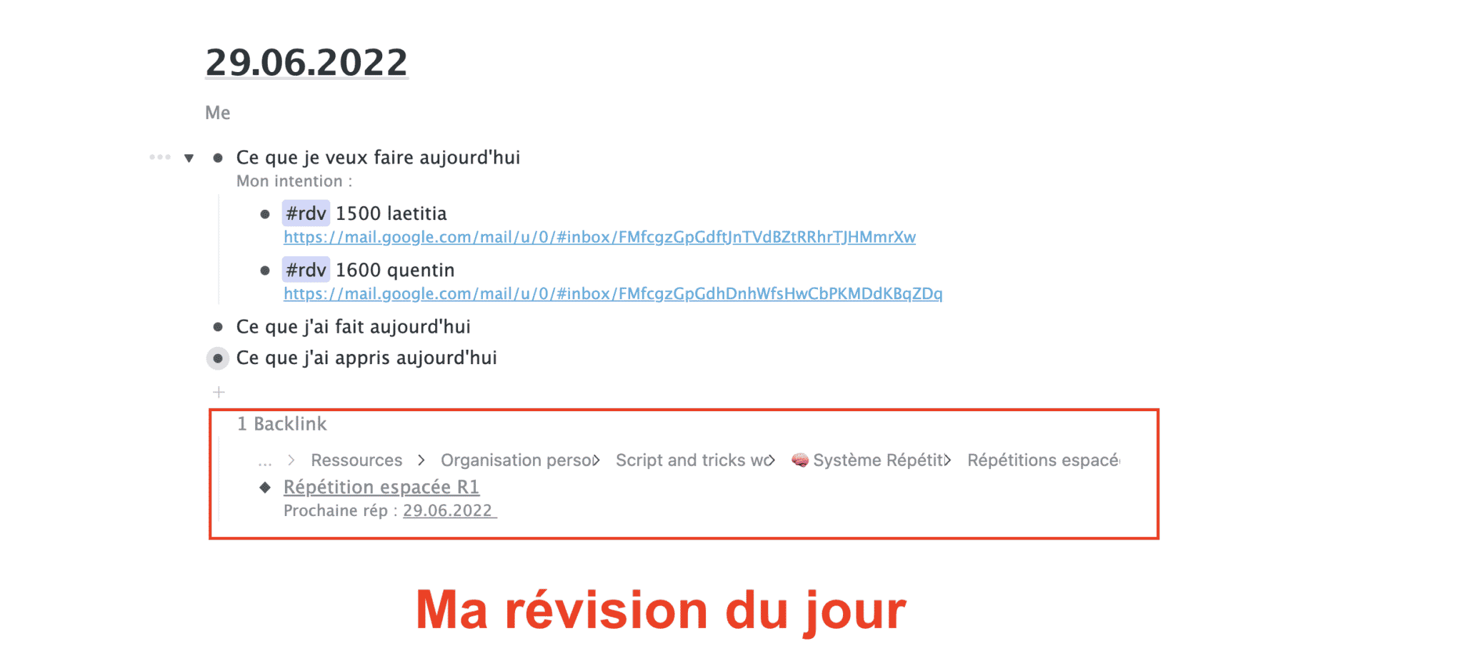 Agenda répétition espacée